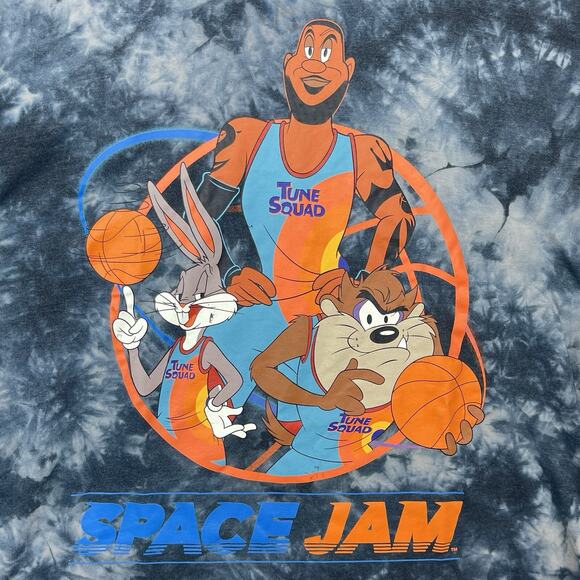 Vtg Lebron X Space Jam Men's L Basketball Ty Dye T Shirt Loony Tunes 90s Y2K - Picture 1 of 10